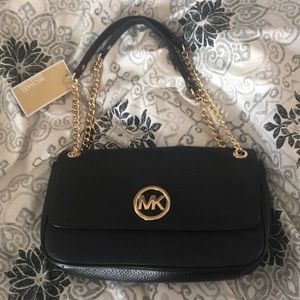 Michael Kors Fulton black shoulder purse. NWT